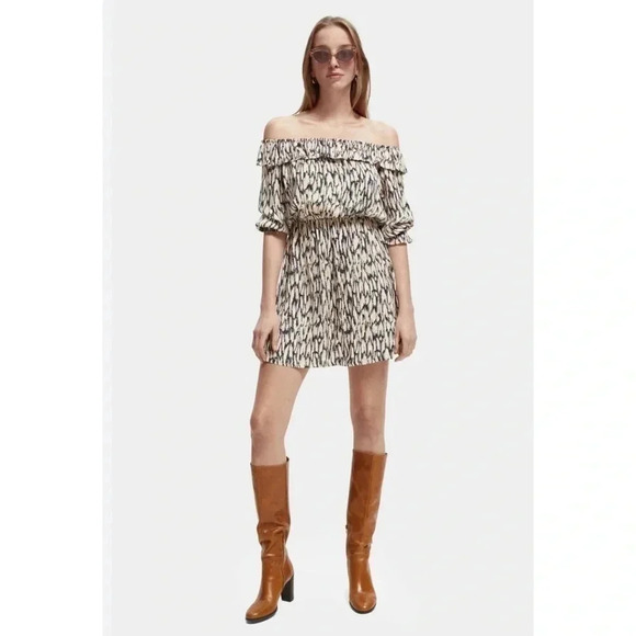 Scotch & Soda Frill Off The Shoulder Dress Size Medium - Picture 1 of 12